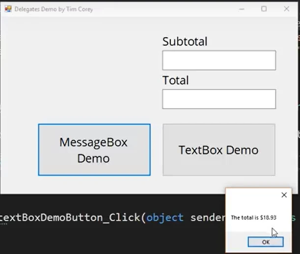 Understanding Csharp Delegate 3 related to Integrating the Delegates with WinForms